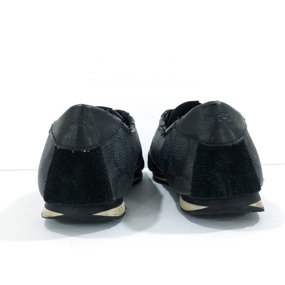 Coach Signature Ivy Black Leather Monogram Logo Sneakers - Picture 5 of 10